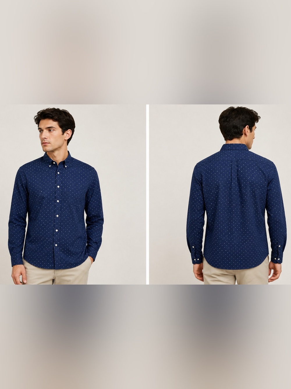 Goodfellow & Co Navy Dot-Print Button-Down Shirt size XXL - GUC